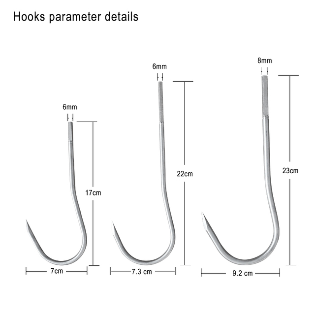 48cm / 52.5cm / 168cm / 176cm 1 ផ្នែកដែលប្រើបានយូរ Fiberglass/Carbon Handle Fishing Gaff with Big Hook for Big Fish