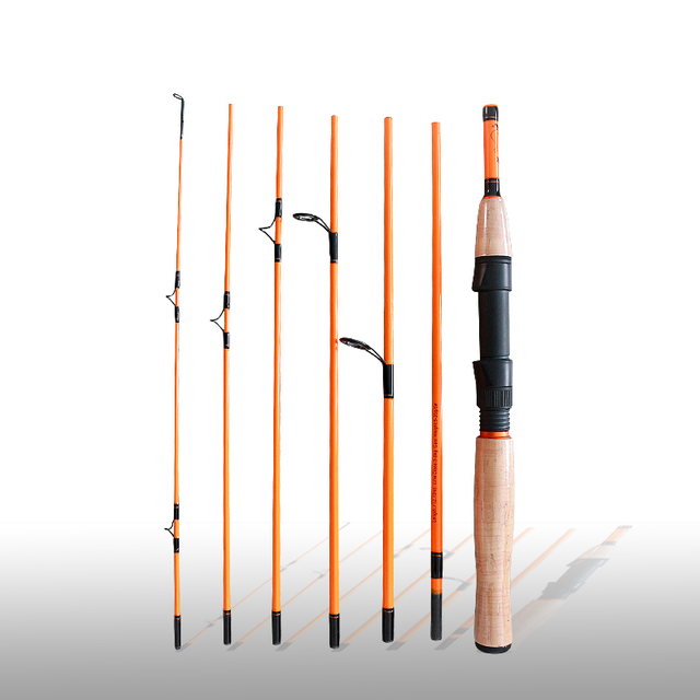 Draagbare Travel Spining Rod 7 stuk 2.1M koolstofvesel visstok